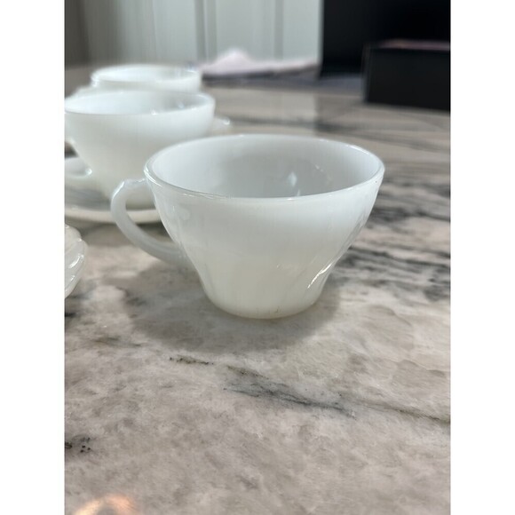 Anchor Hocking Fire King Swirl Demitasse Cup and Saucer Set of 5 - Picture 6 of 6